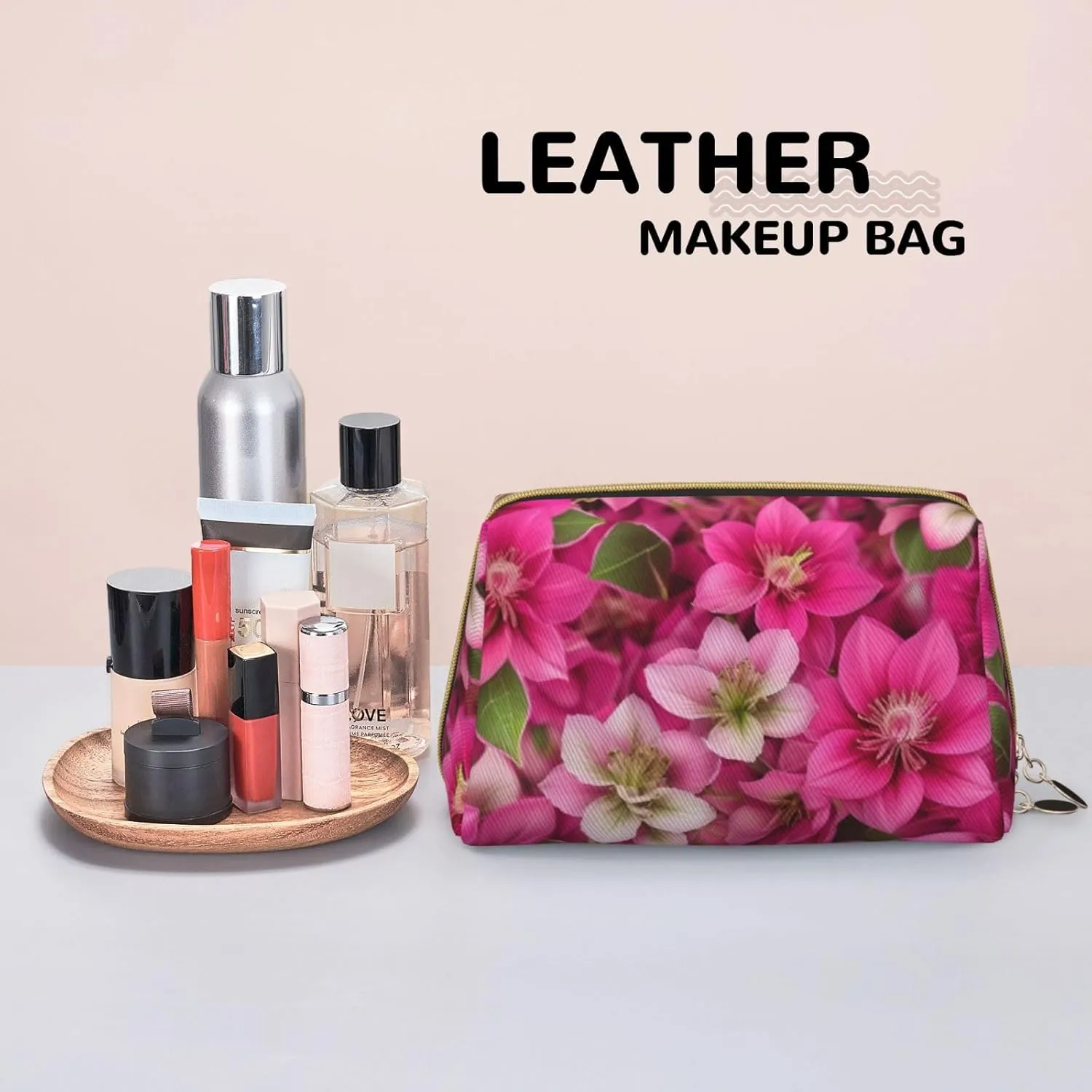 Budding Roses Toiletry Pouch, Travel-Friendly Makeup Organizer For Makeup Brushes, Lipsticks