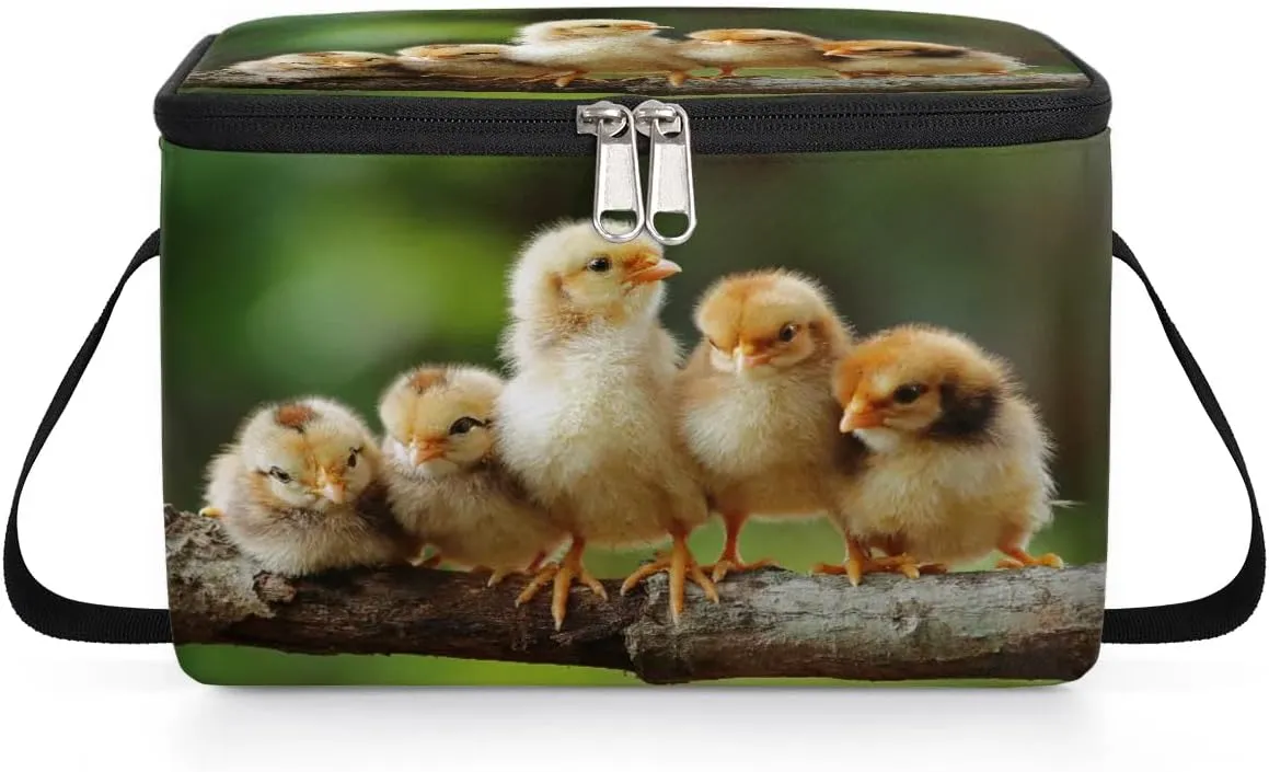 Budxapjw Cute Chick Womens Lunch Bag with Shoulder Strap Chick Reusable Men Sports Insulated Lunch Box Leakproof Cooler Tote Bag for Office Picnic Hiking Beach