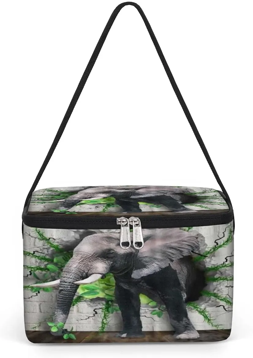 Budxapjw Elephant Through Wall Womens Lunch Bag with Shoulder Strap Log Floor Reusable Men Sports Insulated Lunch Box Leakproof Cooler Tote Bag for Office Picnic Hiking Beach