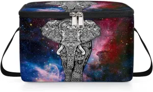 Budxapjw Galaxy Nebula Womens Lunch Bag with Shoulder Strap Ethnic Elephant Reusable Men Sports Insulated Lunch Box Leakproof Cooler Tote Bag for Office Picnic Hiking Beach