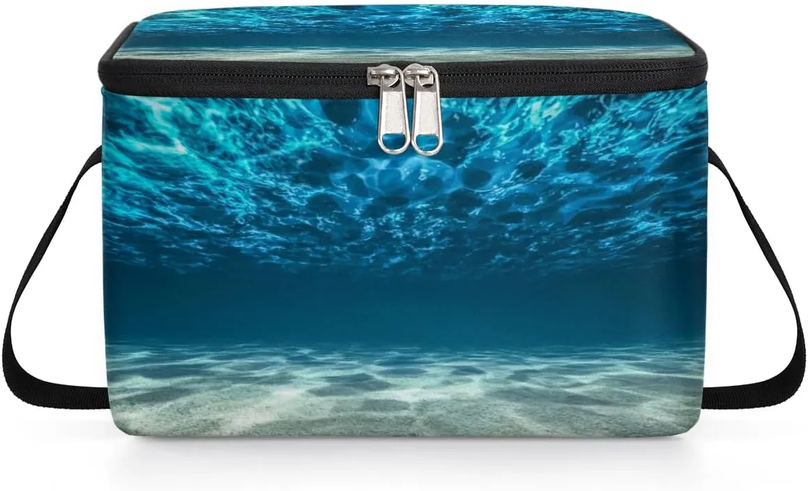 Budxapjw Ocean Womens Lunch Bag with Shoulder Strap Underwater Ocean Reusable Men Sports Insulated Lunch Box Leakproof Cooler Tote Bag for Office Picnic Hiking Beach
