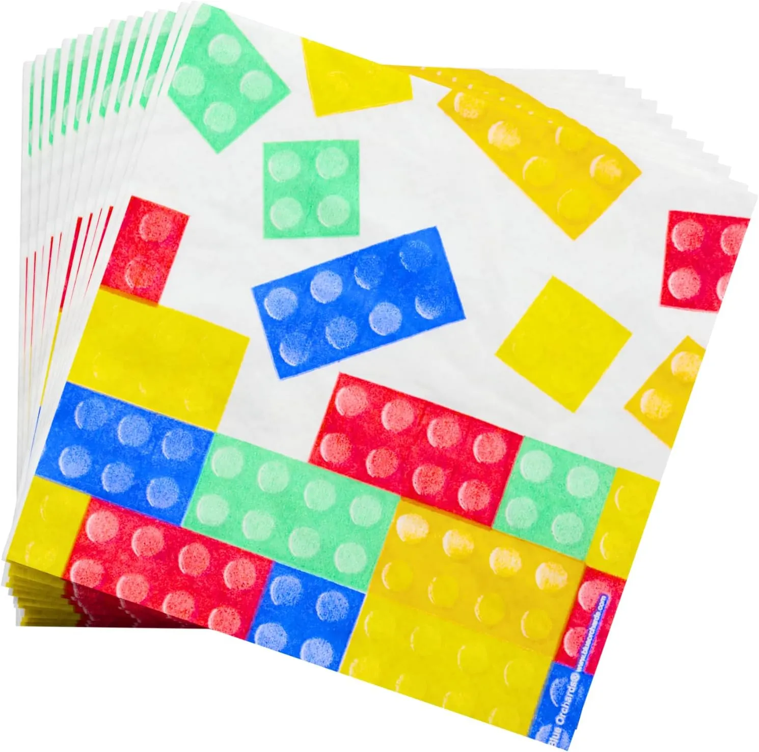 Building Block Deluxe Party Supplies Pack (137 Pieces for 16 Guests) - Brick Party Supplies, Gamer Birthday Decorations, Gamer Party Supplies , Blocks Party Decor, Brick Birthday, Blue Orchards
