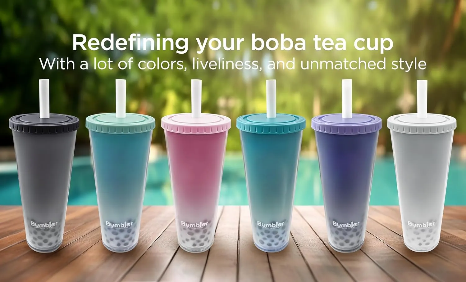 Bumbler 24oz Large Reusable Portable Eco-Friendly Tumbler | Drinking Cup with Wide Soft Tip Straw, Aesthetic Leak-Proof Lid – for Boba Tea, Smoothies, Iced Coffee, Hot or Cold Drinks – Fresh Mint