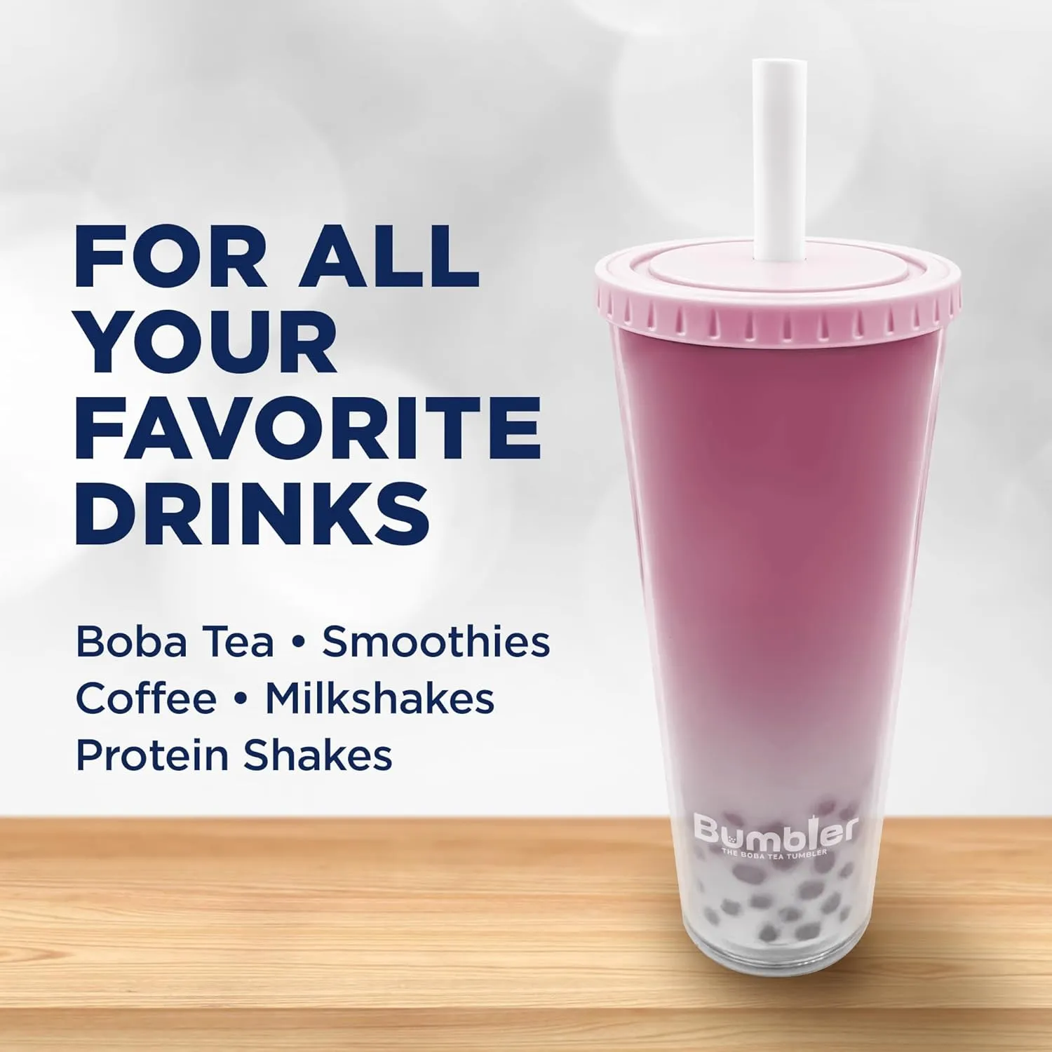 Bumbler 24oz Large Reusable Portable Eco-Friendly Tumbler | Drinking Cup with Wide Soft Tip Straw, Aesthetic Leak-Proof Lid – for Boba Tea, Smoothies, Iced Coffee, Hot or Cold Drinks – Fresh Mint