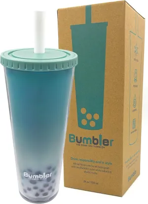 Bumbler 24oz Large Reusable Portable Eco-Friendly Tumbler | Drinking Cup with Wide Soft Tip Straw, Aesthetic Leak-Proof Lid – for Boba Tea, Smoothies, Iced Coffee, Hot or Cold Drinks – Fresh Mint