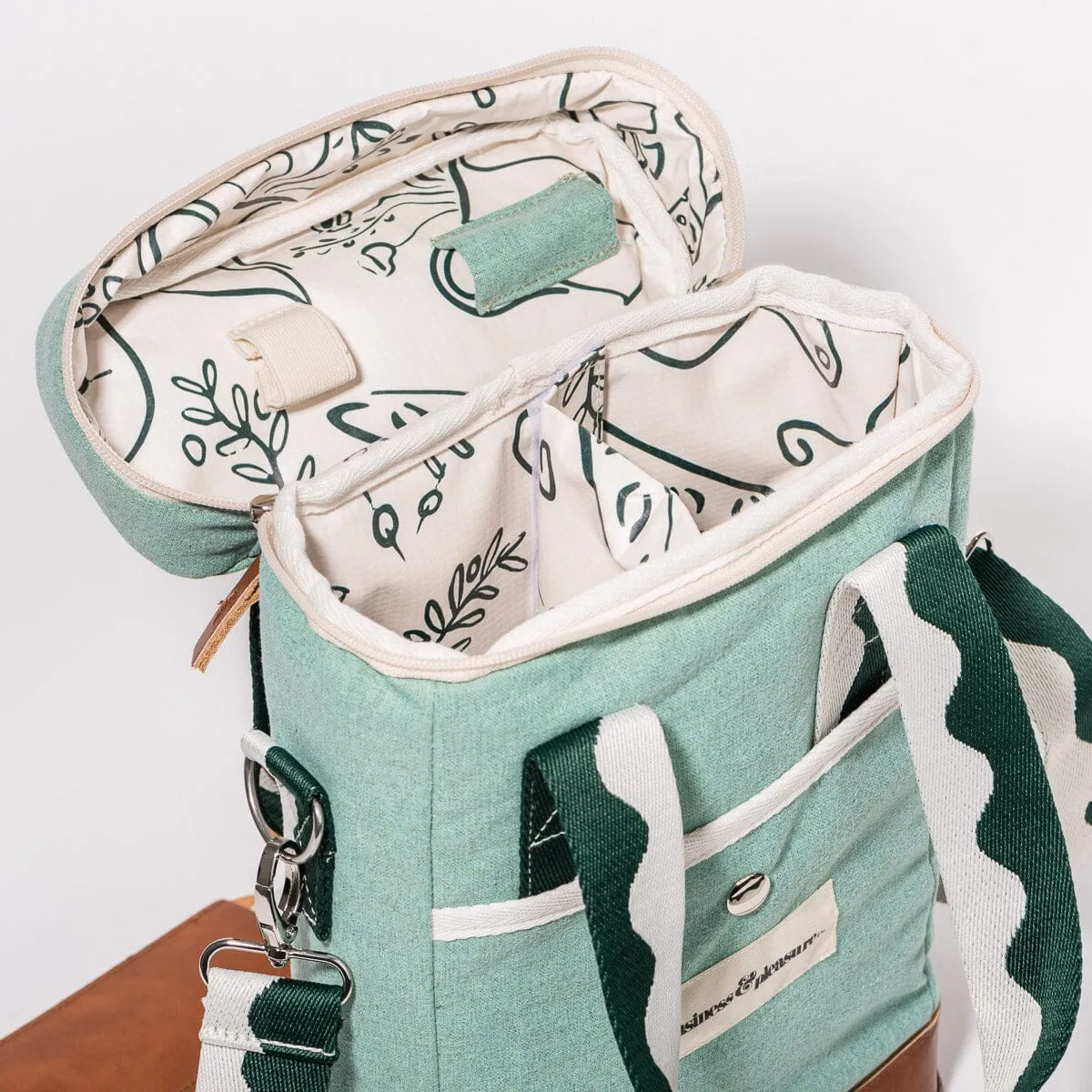 Business and Pleasure The Wine Cooler Tote Bag, Rivie Green