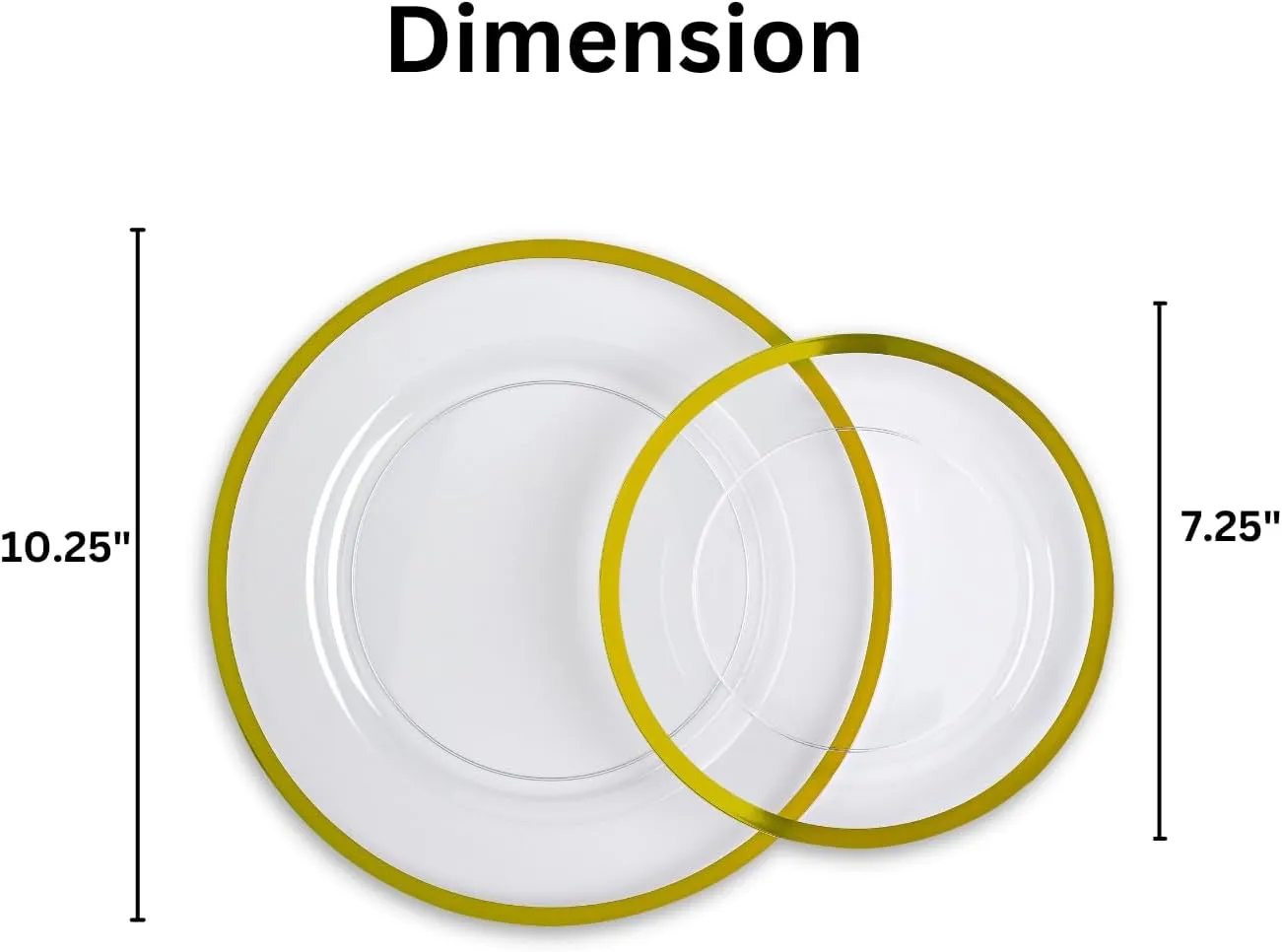 By Madee HEAVYWEIGHT 100 Pcs Clear and Gold Plastic Plates for Party | 50 Dinner & 50 Dessert Plates | High End for Wedding, Showers or Any other Special Occasion (50 Guests)