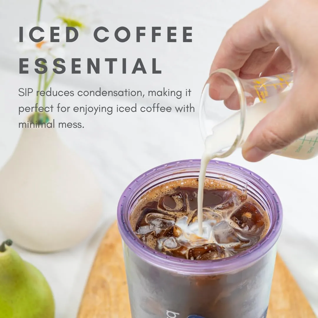 bzyoo SIP 24oz (710ml) Double Wall Plastic Tumbler with Lid and Straw Cold Drink Travel Mug Reusable Ice Coffee Tea Cup Perfect for Office Poolside Parties Gifts Color: Pearl Purple