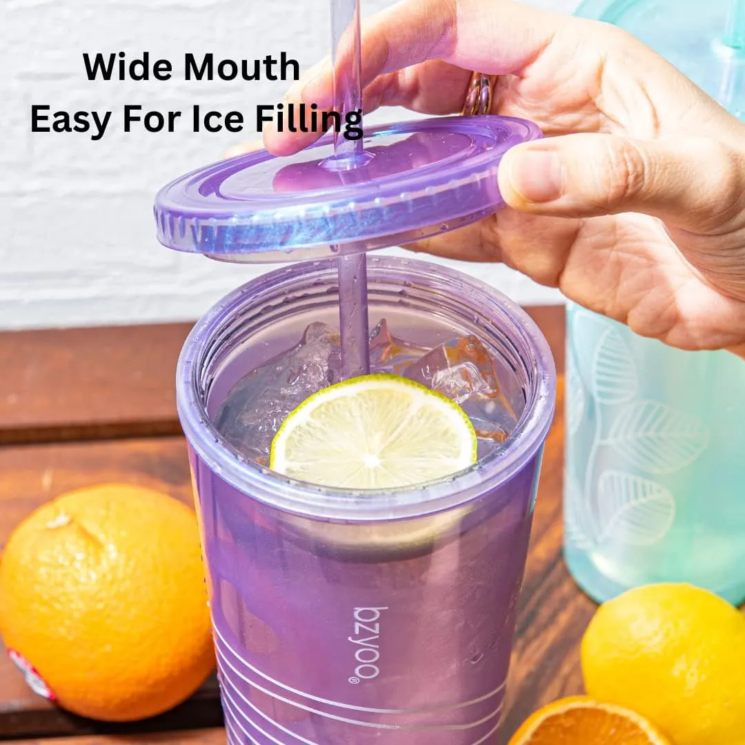 bzyoo SIP 24oz (710ml) Double Wall Plastic Tumbler with Lid and Straw Cold Drink Travel Mug Reusable Ice Coffee Tea Cup Perfect for Office Poolside Parties Gifts Color: Pearl Purple
