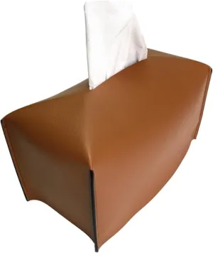Cabilock Leather Tissue Box Case Snack Holder Phone Dock Car Mount Napkin Storage Brown Daily Use