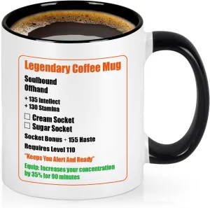Cabtnca Gamer Gifts, Legendary Coffee Mug, Gamer Gifts for Men Teenage Boys, World of Warcraft Gifts, World of Warcraft Merchandise, Christmas Birthday Gifts for Nerd Gamer, Gaming Mug, 11 Oz
