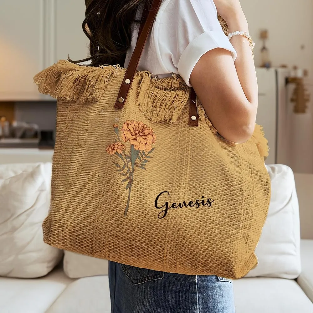 callie Personalized Women Tote Bag for Summer, Travel, Beach, Vacation, Custom Handbag Gifts for Mother's Day, Birthday