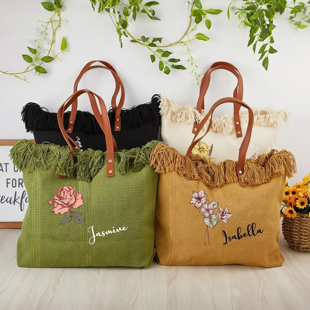callie Personalized Women Tote Bag for Summer, Travel, Beach, Vacation, Custom Handbag Gifts for Mother's Day, Birthday