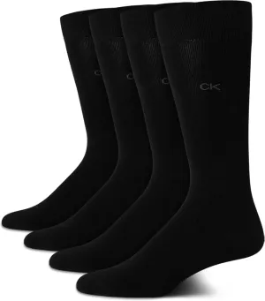 Calvin Klein Men's Crew Socks - 4 Pack Lightweight Combed Cotton Blend Dress Socks - Breathable Socks for Men (7-12)