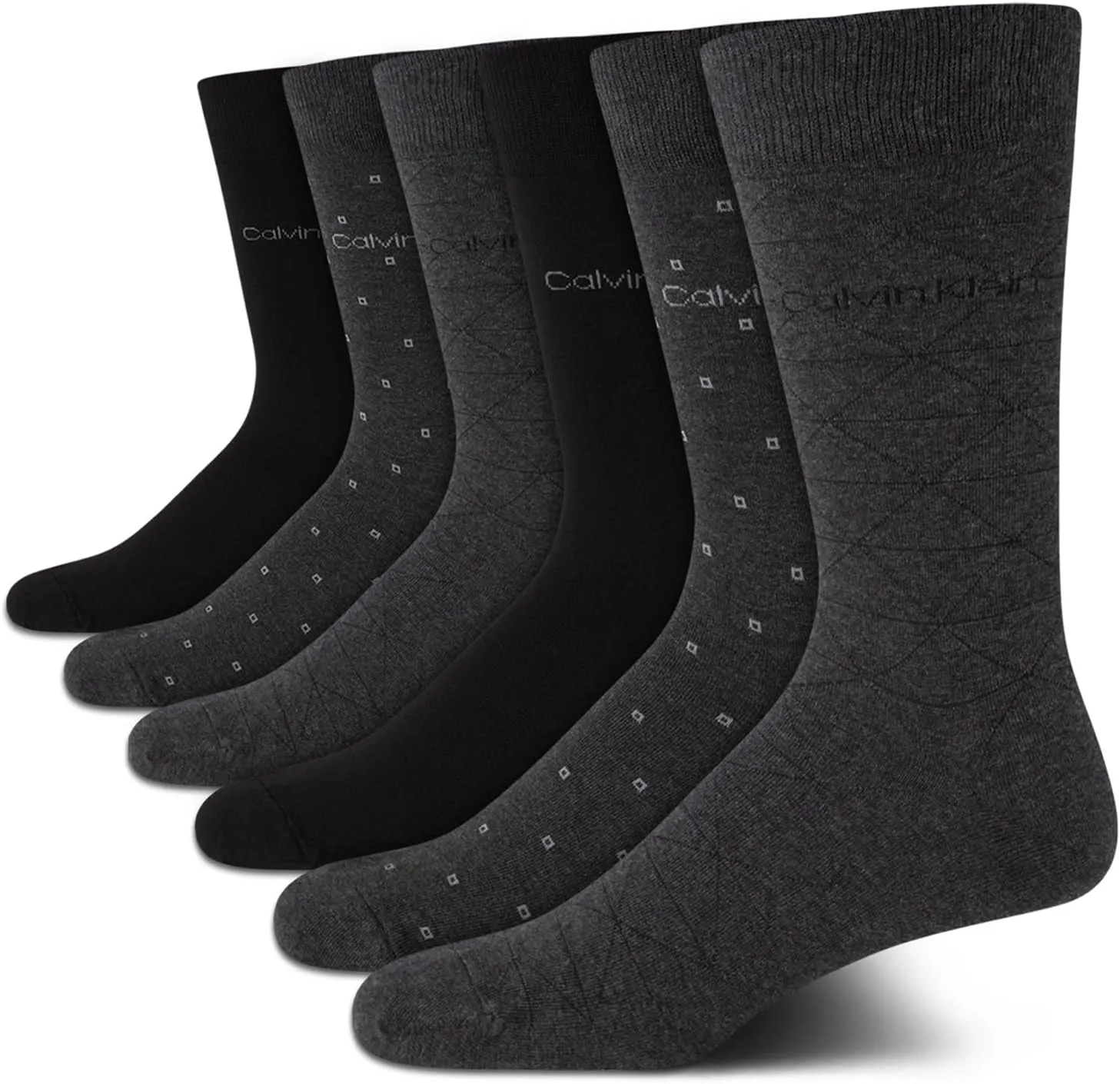Calvin Klein Men's Dress Socks - 6 Pack Pull On Closure Cotton Blend Comfort Crew Socks - Dress Socks for Men (7-12)