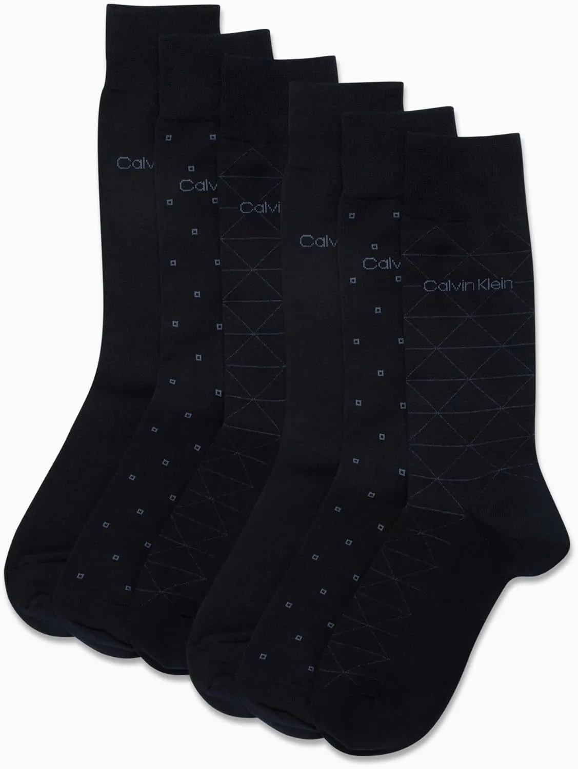 Calvin Klein Men's Dress Socks - 6 Pack Pull On Closure Cotton Blend Comfort Crew Socks - Dress Socks for Men (7-12)
