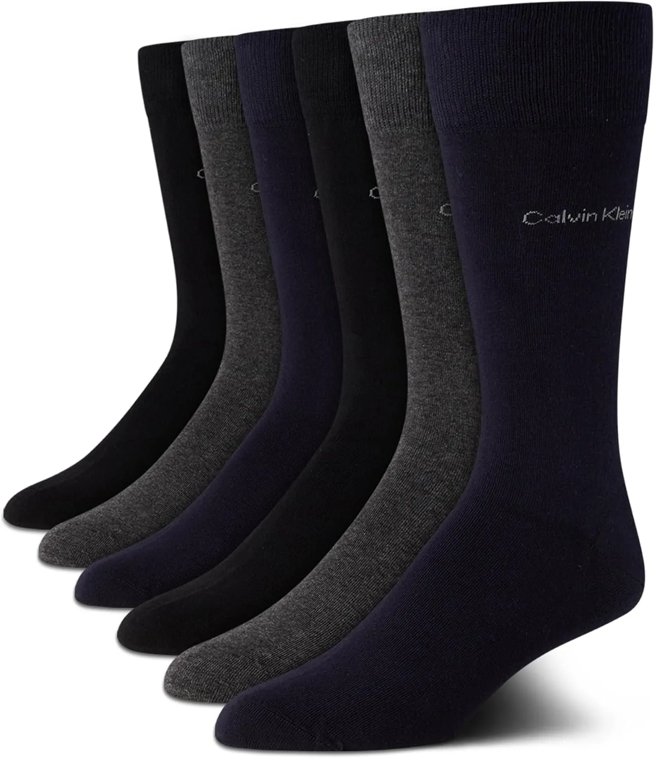 Calvin Klein Men's Dress Socks - 6 Pack Pull On Closure Cotton Blend Comfort Crew Socks - Dress Socks for Men (7-12)