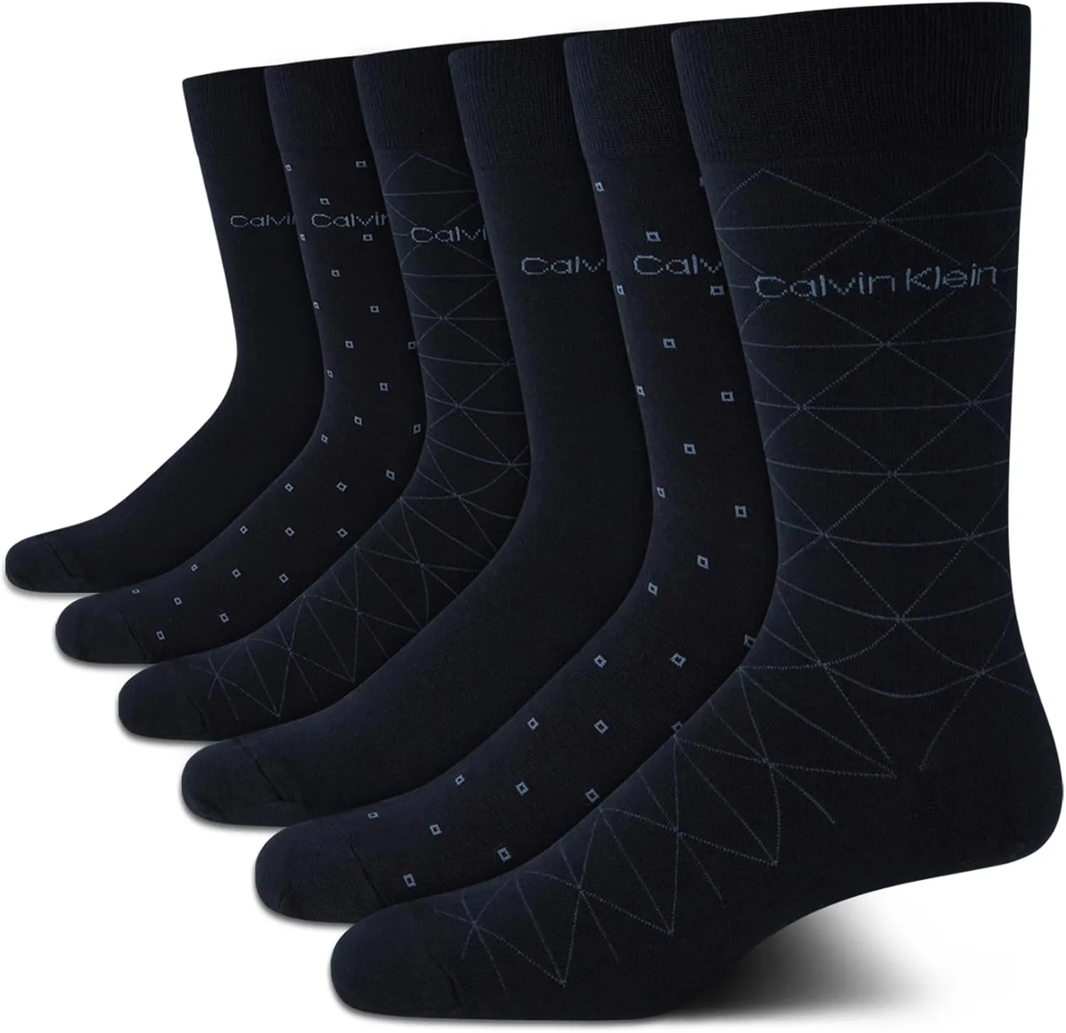 Calvin Klein Men's Dress Socks - 6 Pack Pull On Closure Cotton Blend Comfort Crew Socks - Dress Socks for Men (7-12)