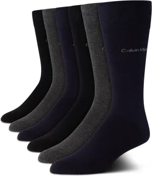 Calvin Klein Men's Dress Socks - 6 Pack Pull On Closure Cotton Blend Comfort Crew Socks - Dress Socks for Men (7-12)