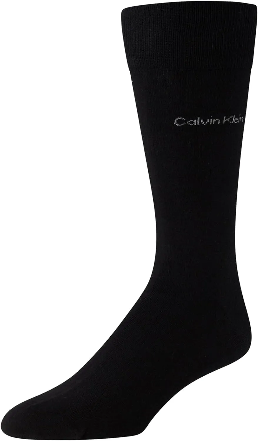 Calvin Klein Men's Dress Socks - 6 Pack Pull On Closure Cotton Blend Comfort Crew Socks - Dress Socks for Men (7-12)