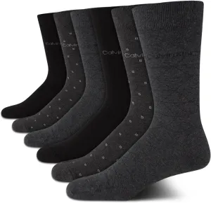 Calvin Klein Men's Dress Socks - 6 Pack Pull On Closure Cotton Blend Comfort Crew Socks - Dress Socks for Men (7-12)