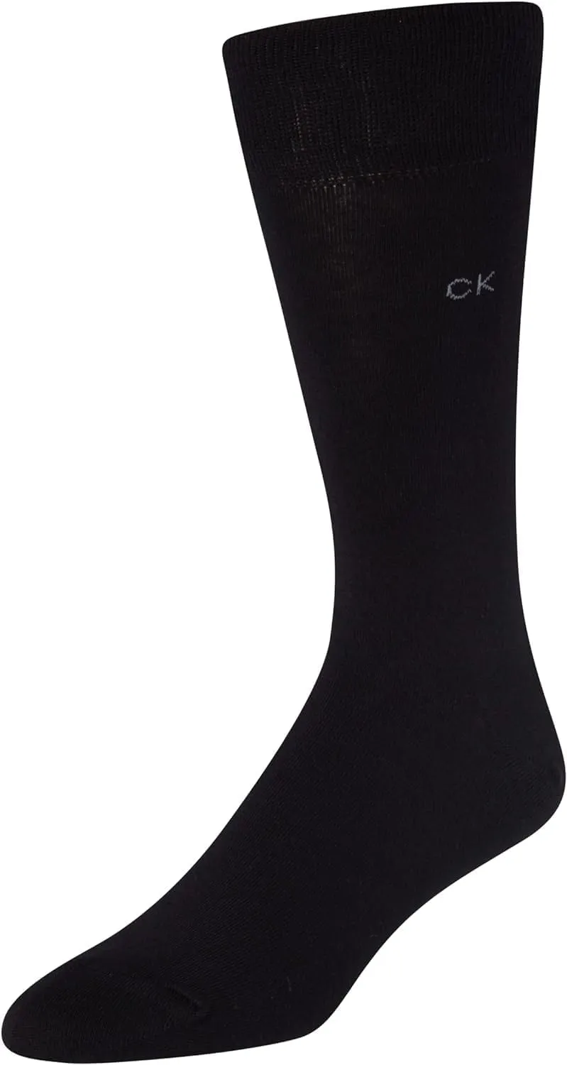 Calvin Klein Men's Dress Socks - 6 Pack Pull On Closure Cotton Blend Comfort Crew Socks - Dress Socks for Men (7-12)