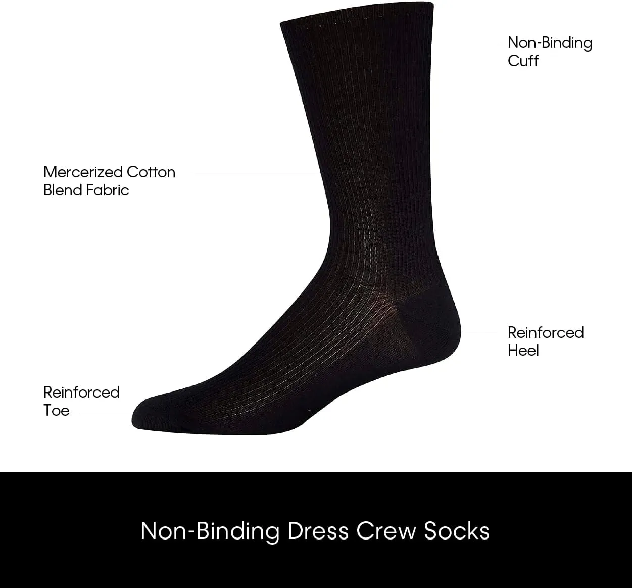Calvin Klein Men's Dress Socks - 6 Pack Pull On Closure Cotton Blend Comfort Crew Socks - Dress Socks for Men (7-12)