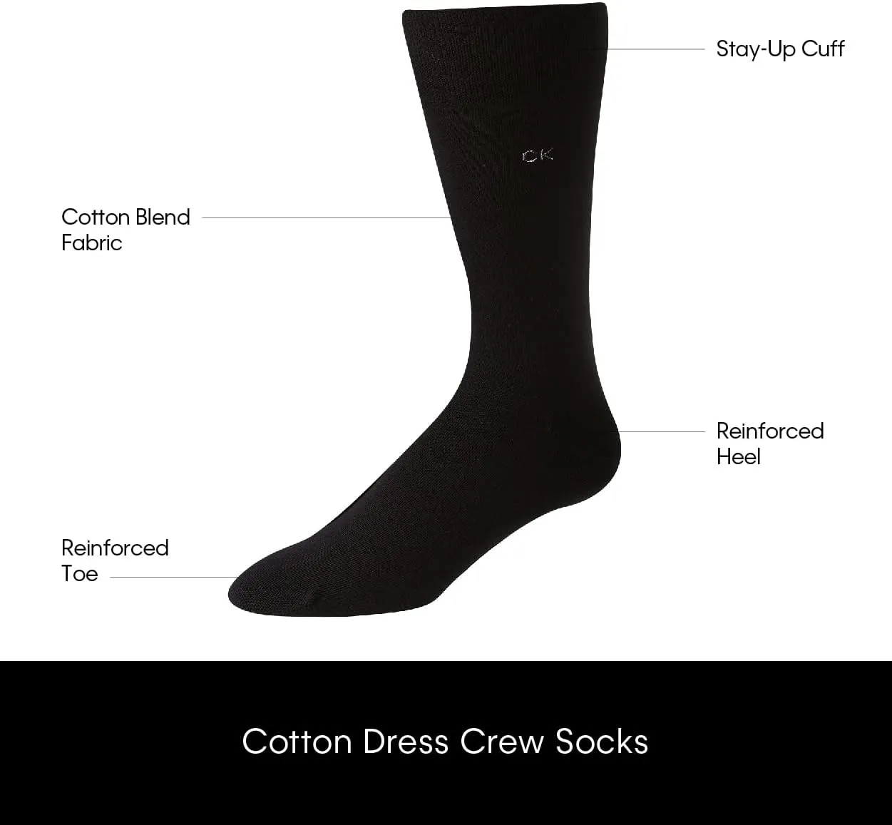 Calvin Klein Men's Dress Socks - 6 Pack Pull On Closure Cotton Blend Comfort Crew Socks - Dress Socks for Men (7-12)