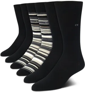 Calvin Klein Men's Dress Socks - 6 Pack Pull On Closure Cotton Blend Comfort Crew Socks - Dress Socks for Men (7-12)