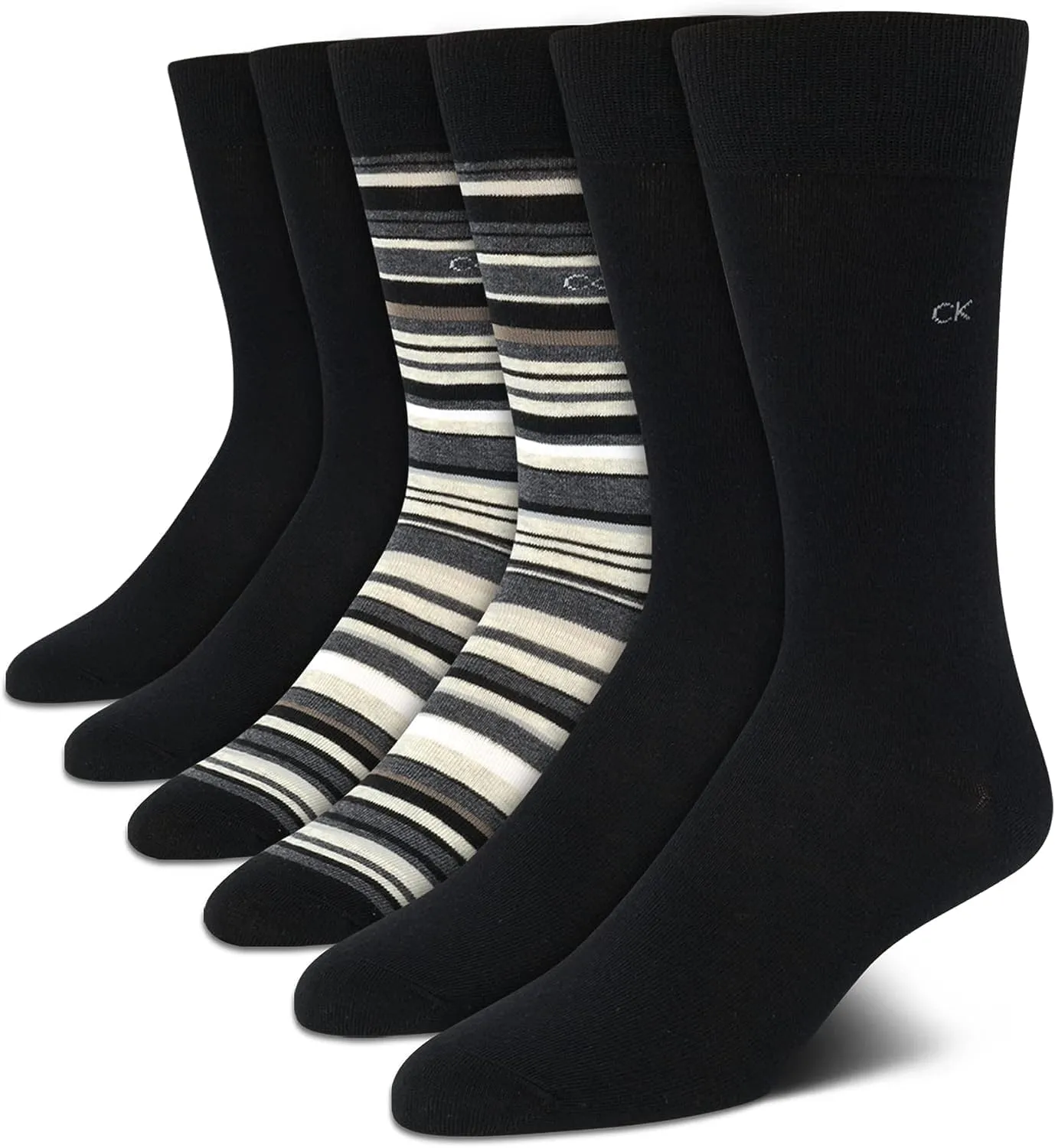 Calvin Klein Men's Dress Socks - 6 Pack Pull On Closure Cotton Blend Comfort Crew Socks - Dress Socks for Men (7-12)