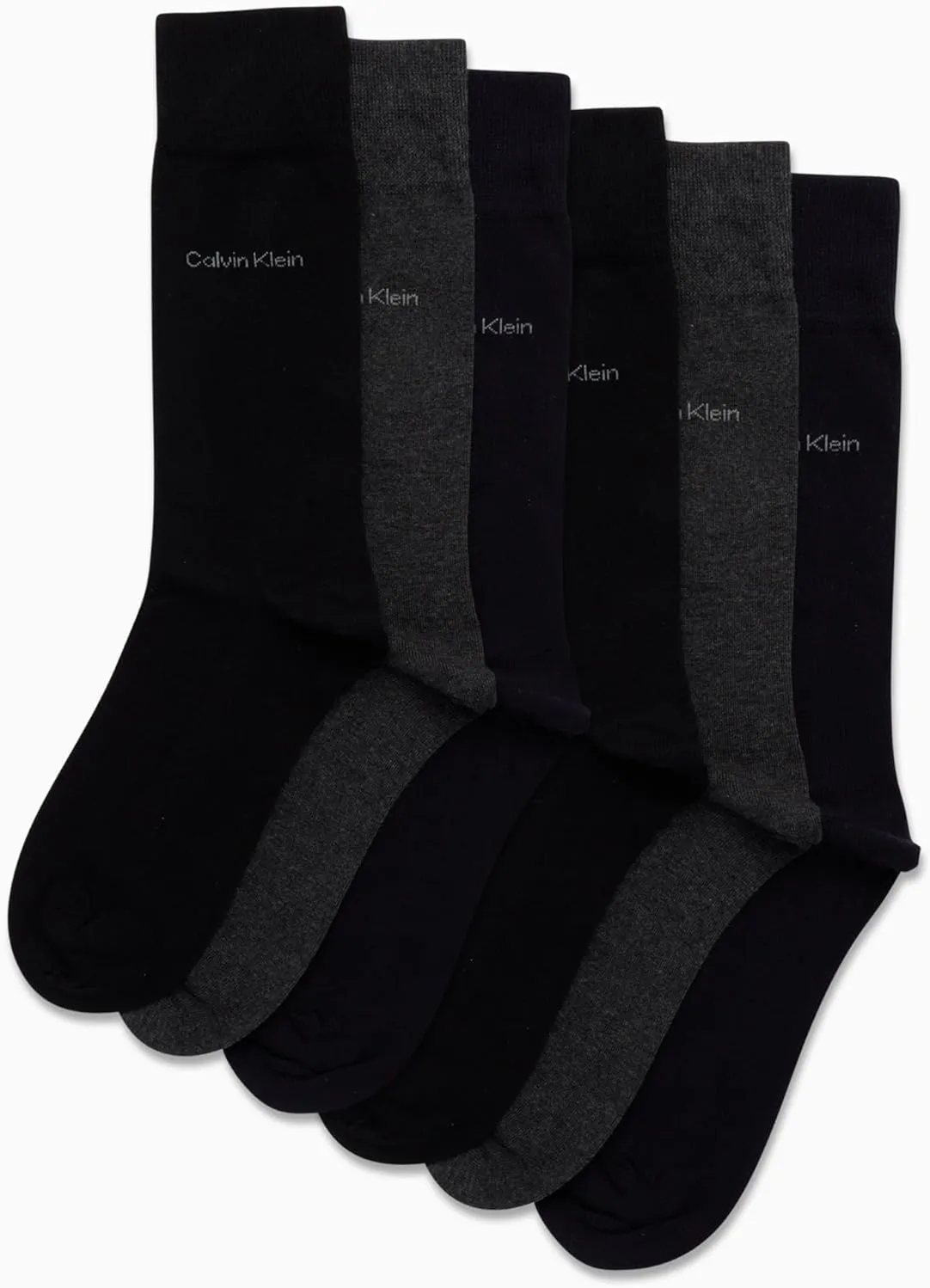 Calvin Klein Men's Dress Socks - 6 Pack Pull On Closure Cotton Blend Comfort Crew Socks - Dress Socks for Men (7-12)
