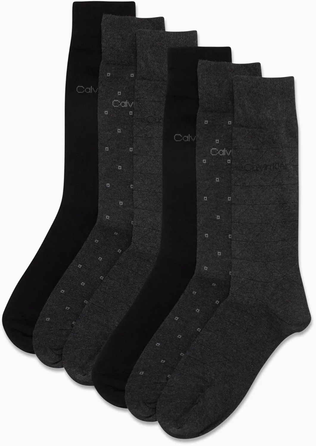 Calvin Klein Men's Dress Socks - 6 Pack Pull On Closure Cotton Blend Comfort Crew Socks - Dress Socks for Men (7-12)