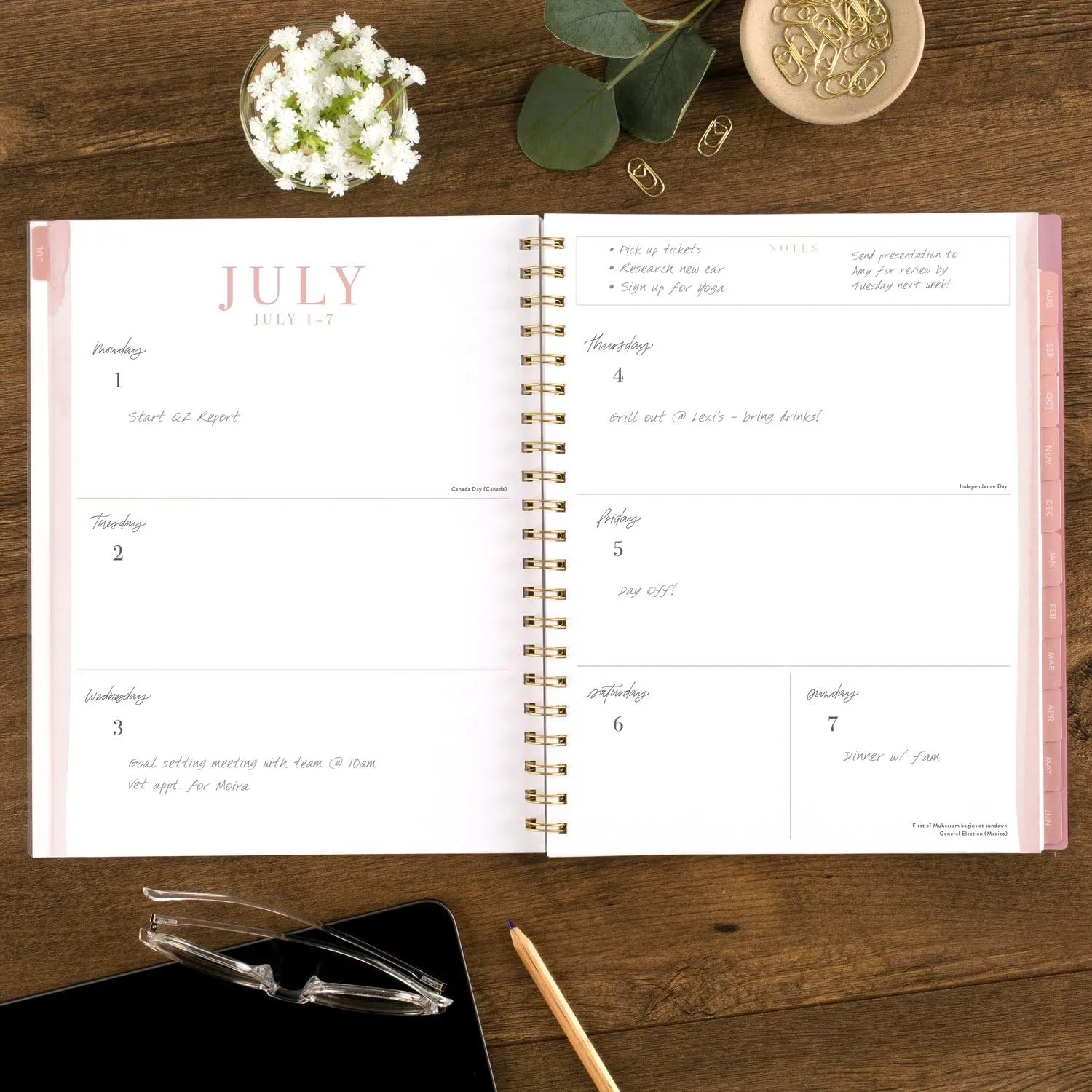 Cambridge Planner 2024-2025 Academic by Leah Bisch, Weekly & Monthly, 8-1/2" x 11", Large, Monthly Tabs, Flexible Cover, Stripe (LB32-905A)