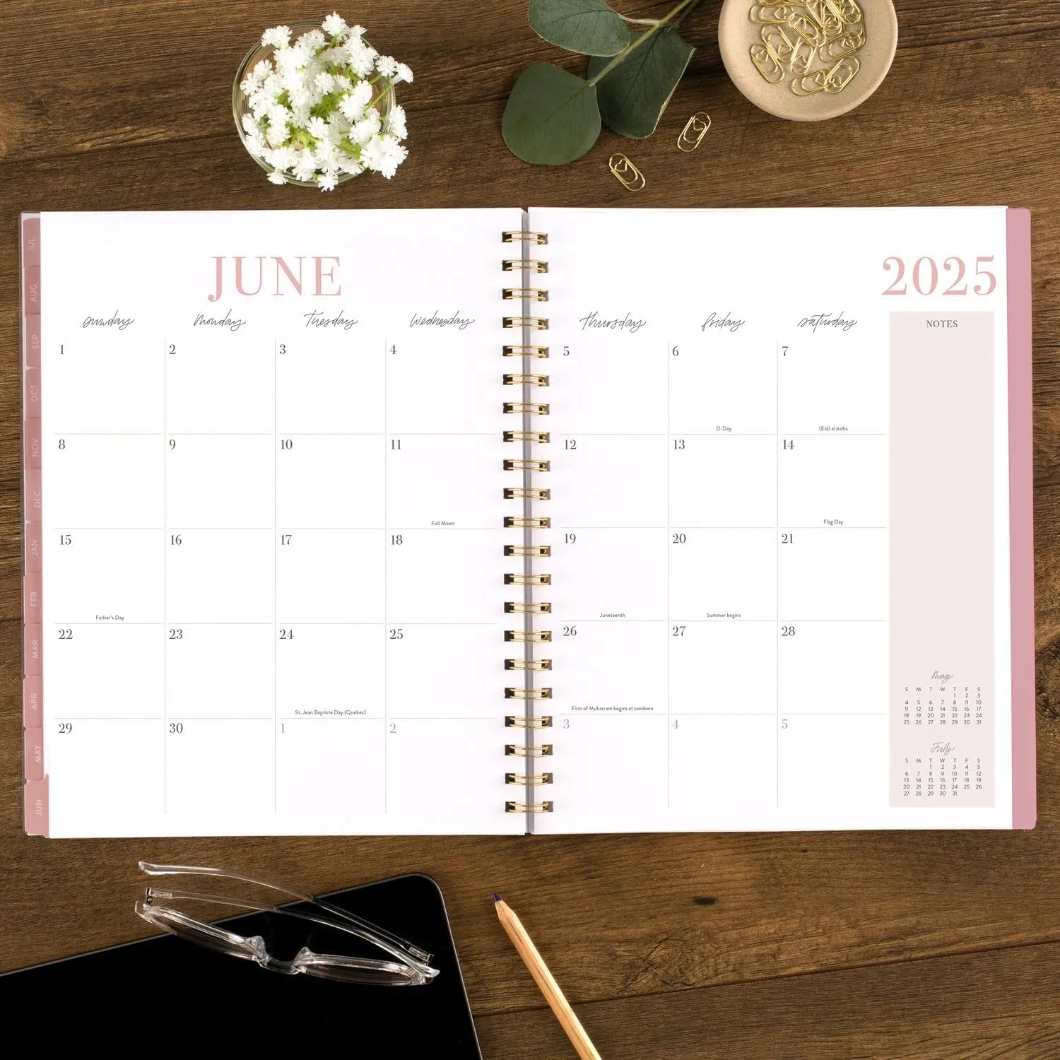 Cambridge Planner 2024-2025 Academic by Leah Bisch, Weekly & Monthly, 8-1/2" x 11", Large, Monthly Tabs, Flexible Cover, Stripe (LB32-905A)