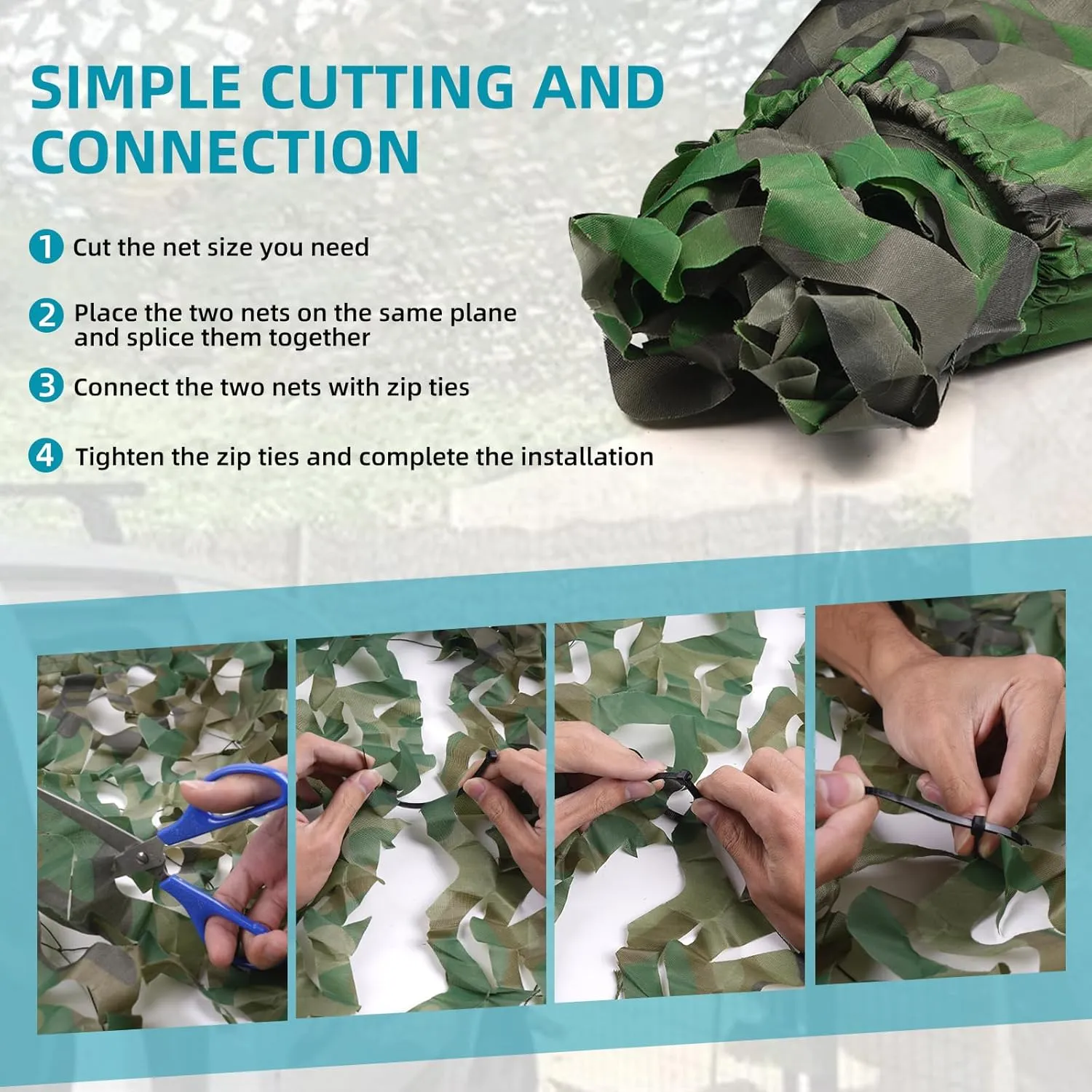 Camo Netting Camouflage Net - Sunshade Camo Mesh, Party Decorations, Camping Ghillie Netting Bulk Roll