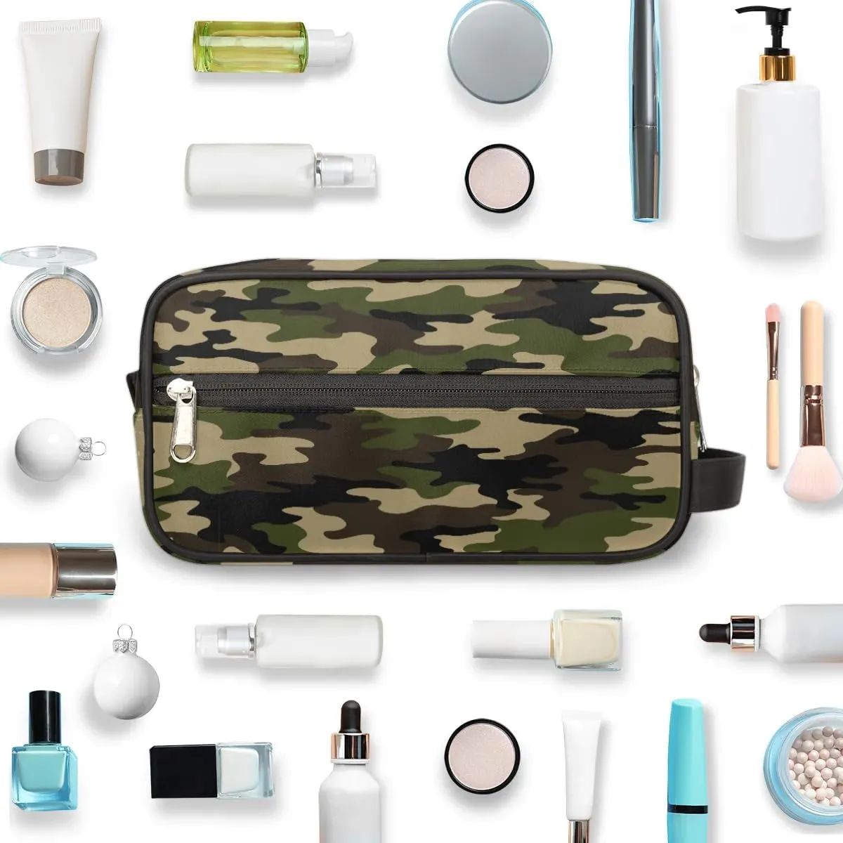 Camouflage Green Hanging Toiletry Bag,Travel Hygiene Kits for Boys Mens,Waterproof Makeup Carry-on Bags,Cosmetic Bag,TSA Approved Shave Dopp Kit for Toiletries Shower Bathroom Accessories Gifts