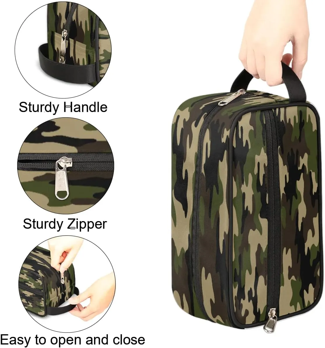 Camouflage Green Hanging Toiletry Bag,Travel Hygiene Kits for Boys Mens,Waterproof Makeup Carry-on Bags,Cosmetic Bag,TSA Approved Shave Dopp Kit for Toiletries Shower Bathroom Accessories Gifts