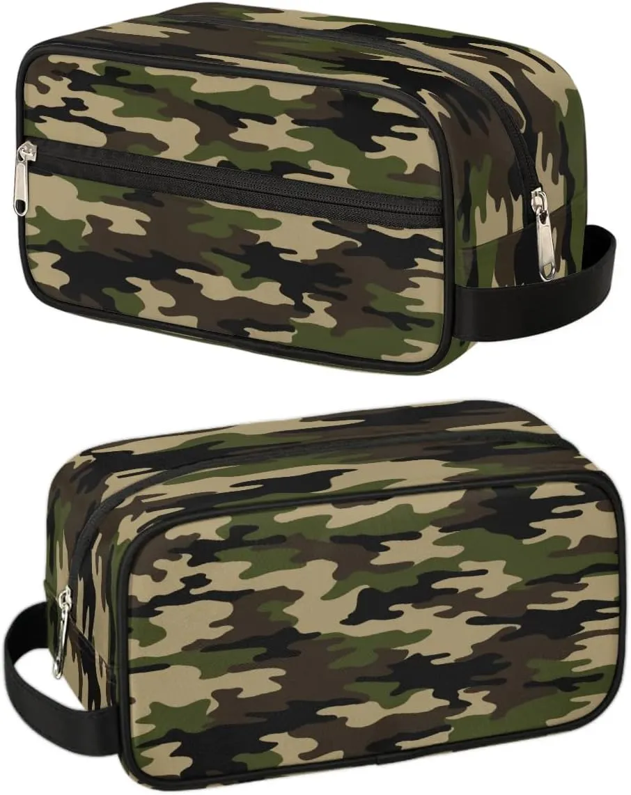 Camouflage Green Hanging Toiletry Bag,Travel Hygiene Kits for Boys Mens,Waterproof Makeup Carry-on Bags,Cosmetic Bag,TSA Approved Shave Dopp Kit for Toiletries Shower Bathroom Accessories Gifts