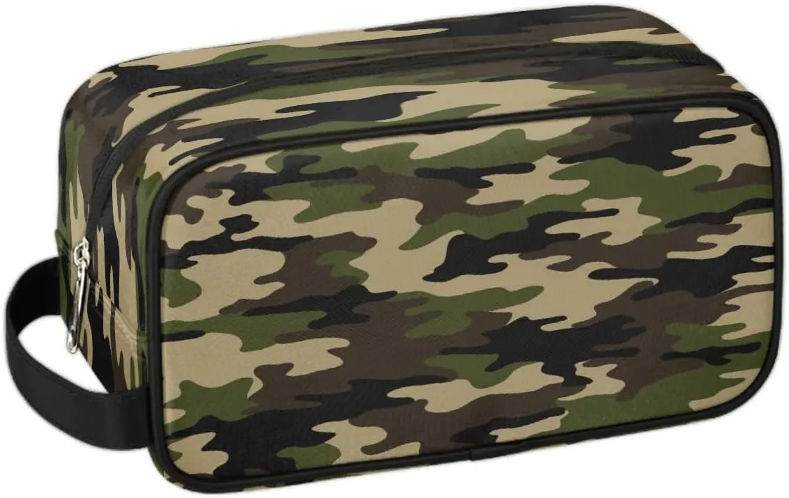 Camouflage Green Hanging Toiletry Bag,Travel Hygiene Kits for Boys Mens,Waterproof Makeup Carry-on Bags,Cosmetic Bag,TSA Approved Shave Dopp Kit for Toiletries Shower Bathroom Accessories Gifts