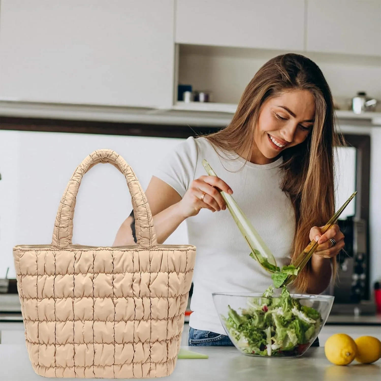 CAMTOP Lunch Box for Women Girls Insulated Cute Lunch Tote Bag Lunchbox Cooler Bag for Work Travel Picnic (Khaki)
