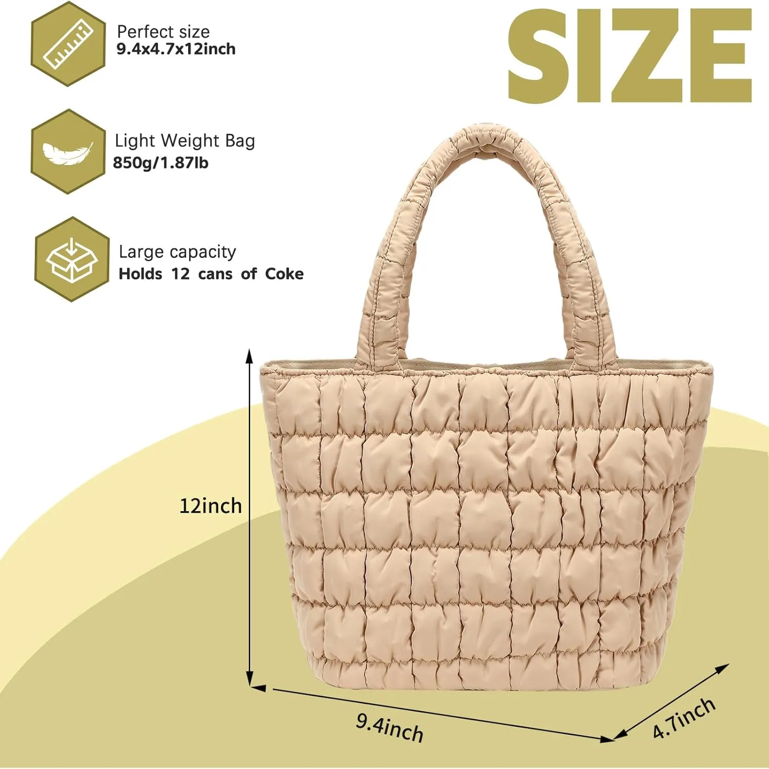 CAMTOP Lunch Box for Women Girls Insulated Cute Lunch Tote Bag Lunchbox Cooler Bag for Work Travel Picnic (Khaki)