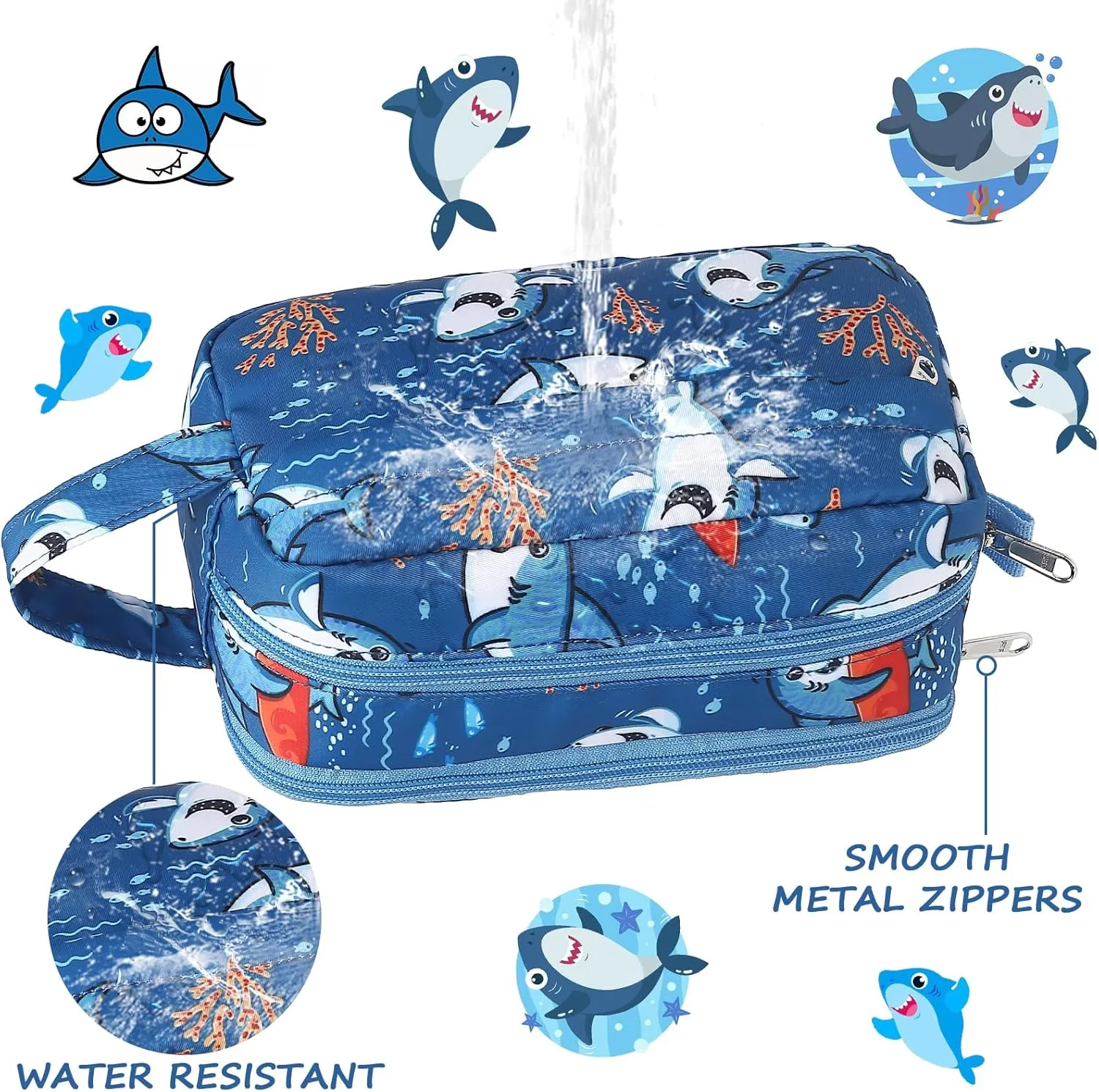 CAMTOP Travel Toiletry Bag for Kids Cute Swim Bag for Boys Girls Waterproof for Toiletries Accessories Bathroom Stuff