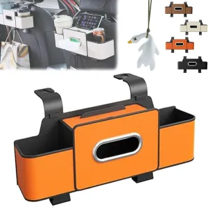 Car Multifunctional Seat Back Waterproof Storage Bag, Multifunctional & Waterproof sCar Back sSeat Organizer, Car Seat Tissue Holder and Storage, for Hold Phone,Drinks, Handbag (Orange)