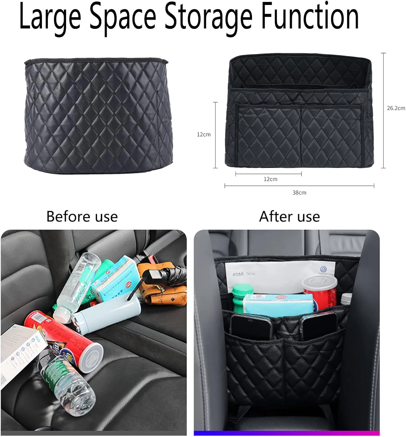 Car Purse Holder Durable Leather Seat Back Organizer Car Handbag Holder Between Seat Car Organizer Front Seat Storage Barrier of Backseat Pet Kids Driver Storage Netting Pouch Seat Back Bag (Upgraded Black B)