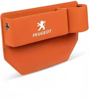 Car Seat Storage Box for Peugeot 2008 3008 4008 5008 206 208 408 407 308 Series Car Seat Gap Organizer Seat Side Bag Reserved Charging Cable Hole Car Accessories,Orange-A