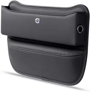 Car Seat Storage Box for Volvo S40 S60 S70 S80 S90 Series Car Seat Gap Organizer Seat Side Bag Reserved Charging Cable Hole Car Accessories, Two Pieces-Black