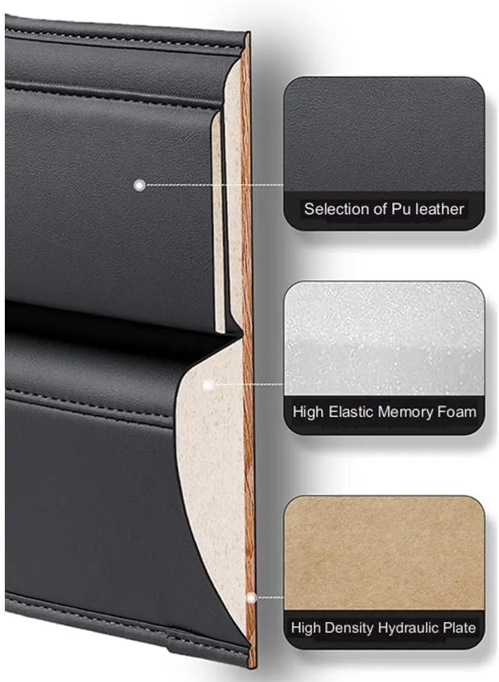 Car Seat Storage Box for Volvo S40 S60 S70 S80 S90 Series Car Seat Gap Organizer Seat Side Bag Reserved Charging Cable Hole Car Accessories, Two Pieces-Black