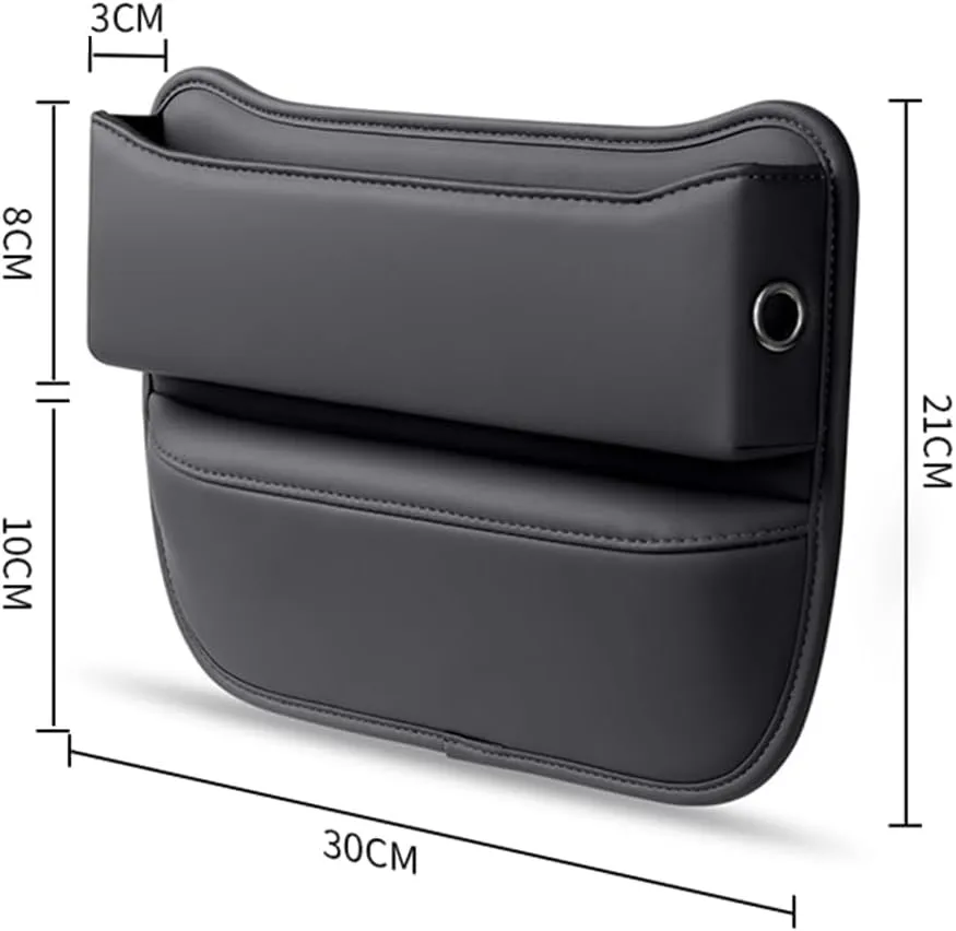 Car Seat Storage Box for Volvo S40 S60 S70 S80 S90 Series Car Seat Gap Organizer Seat Side Bag Reserved Charging Cable Hole Car Accessories, Two Pieces-Black