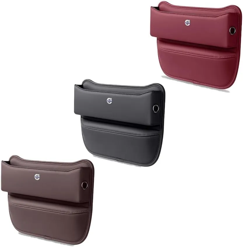 Car Seat Storage Box for Volvo S40 S60 S70 S80 S90 Series Car Seat Gap Organizer Seat Side Bag Reserved Charging Cable Hole Car Accessories, Two Pieces-Black