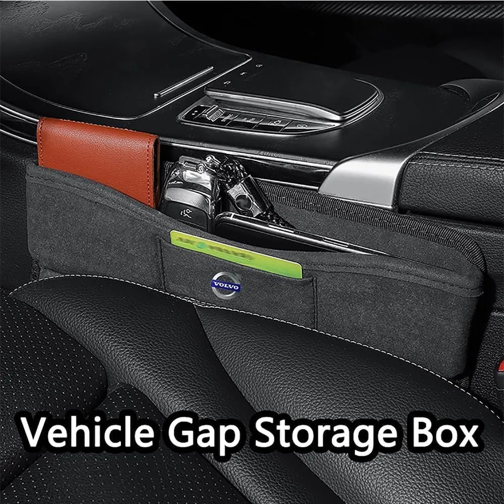 Car Seat Storage Box for Volvo XC60 S90 S60L XC90 Series Car Seat Gap Organizer Seat Side Bag Reserved Charging Cable Hole Car Accessories,Grey